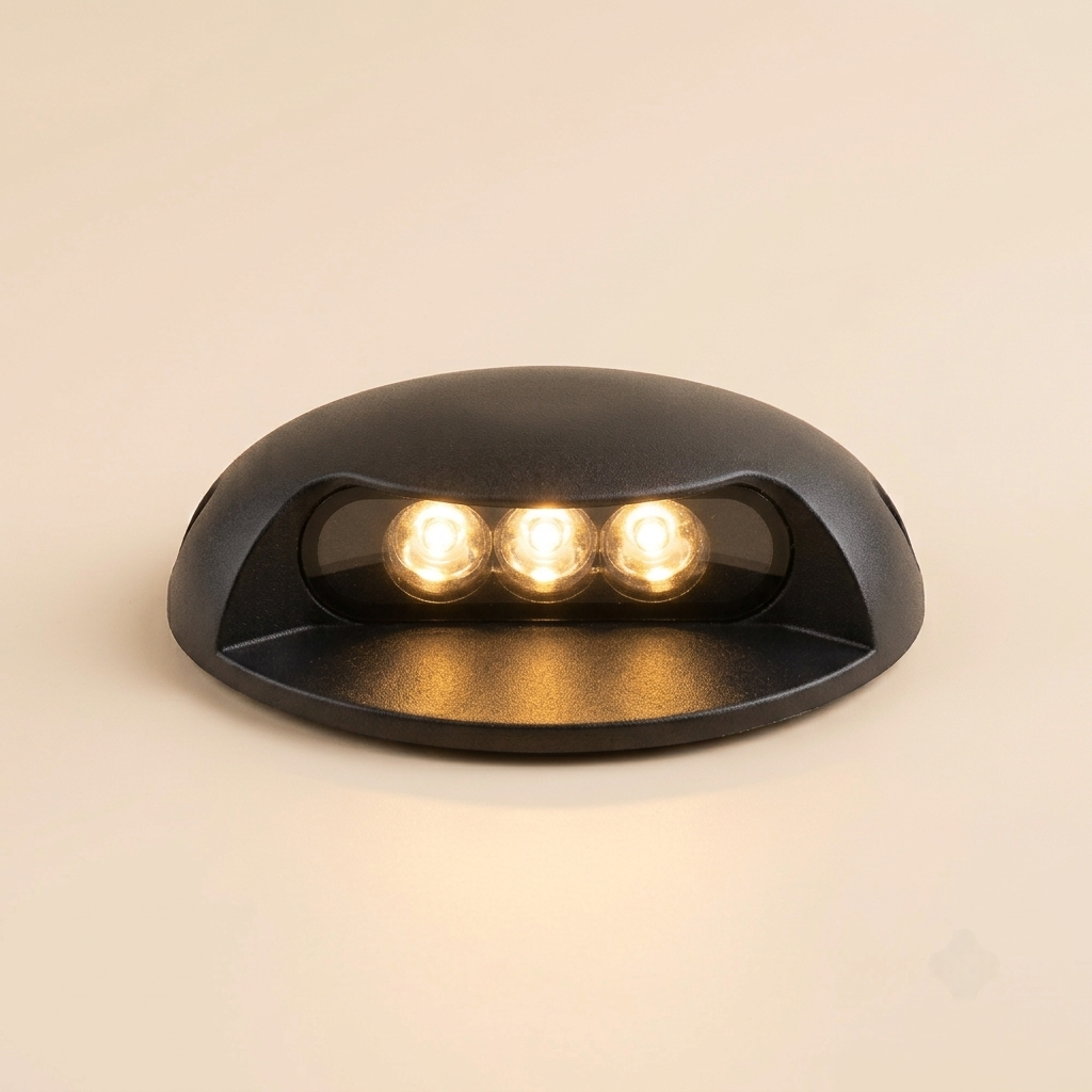 Black in-ground LED marker light, 3-LED