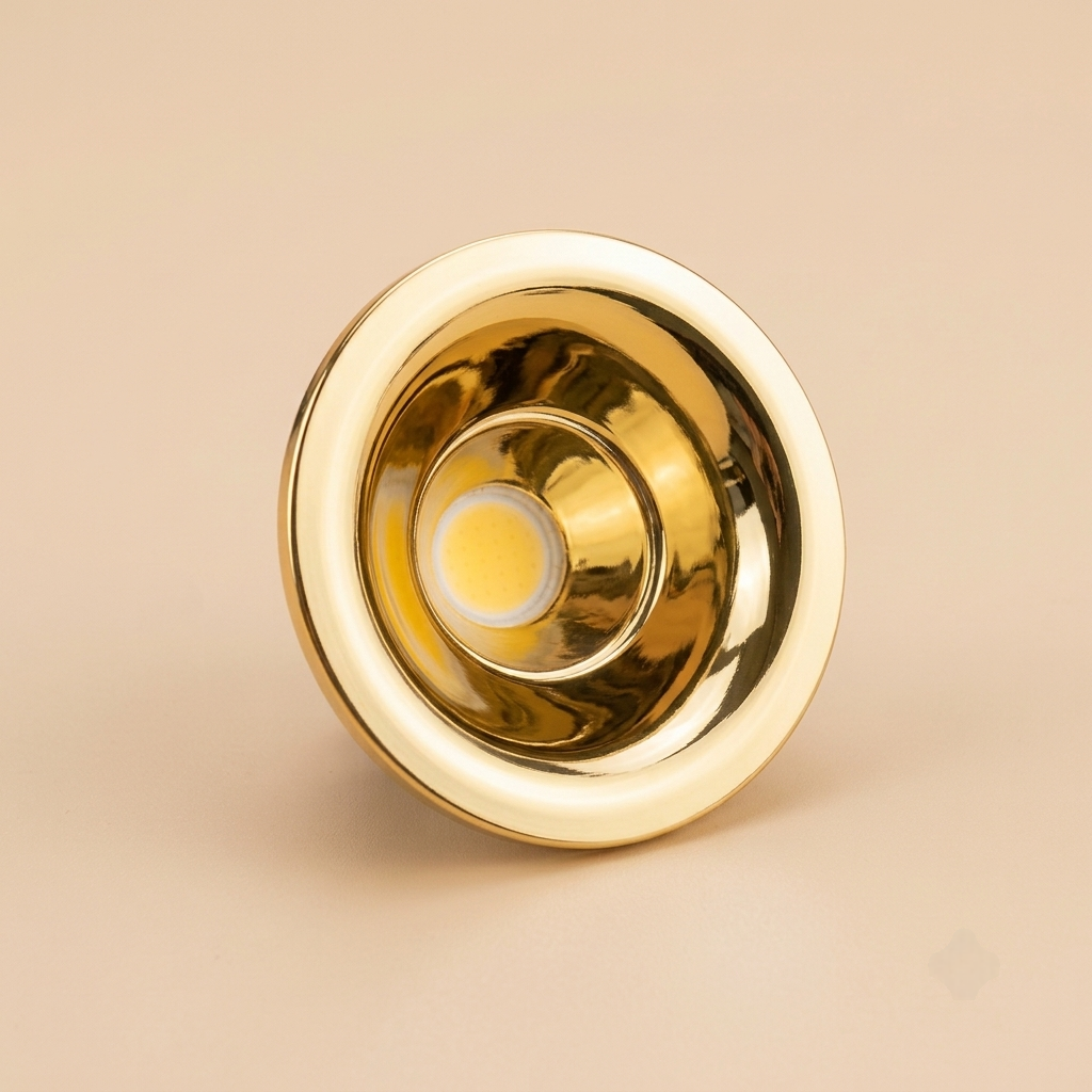 Polished gold deep-bowl recessed downlight trim