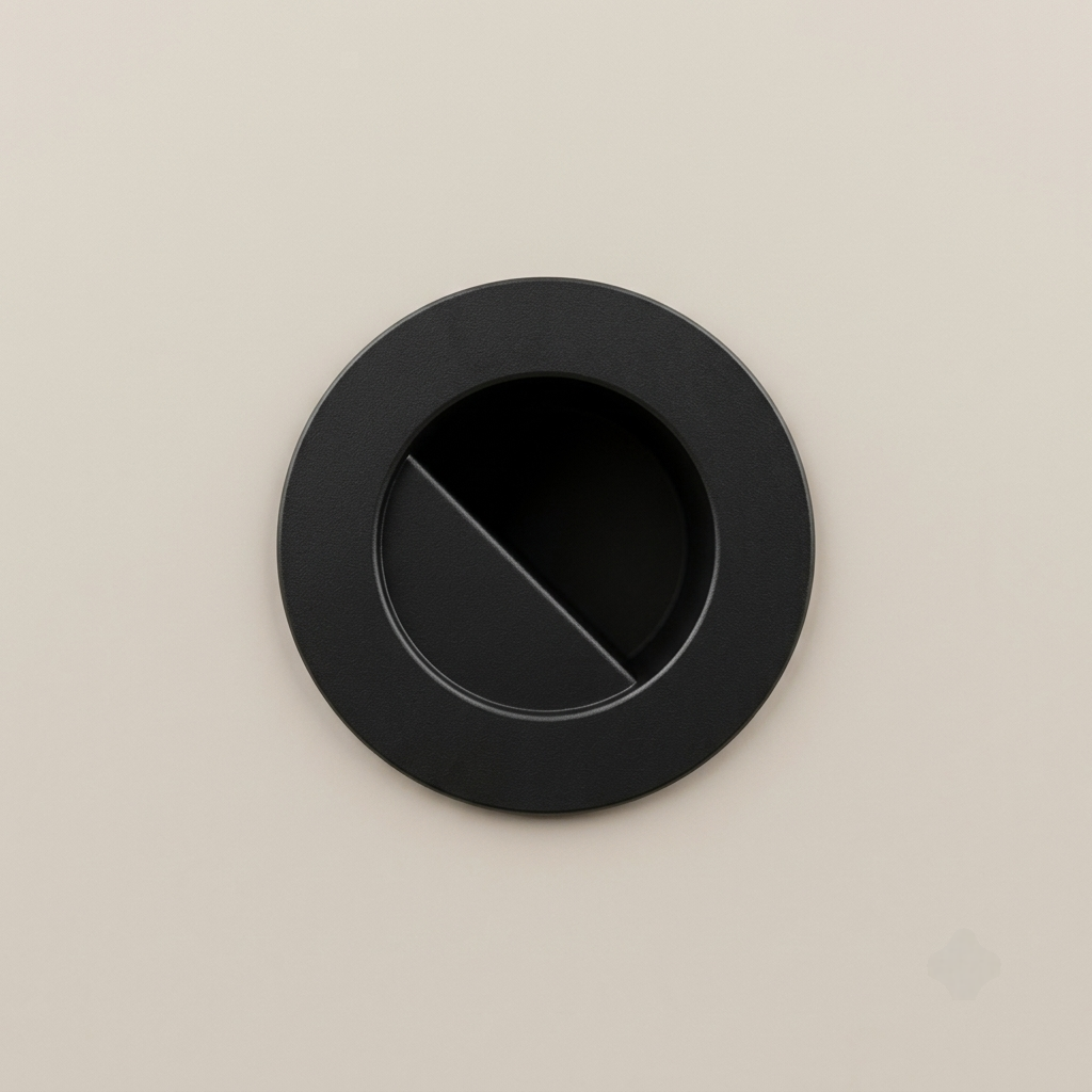 Round recessed step light with half-moon lens, matte black