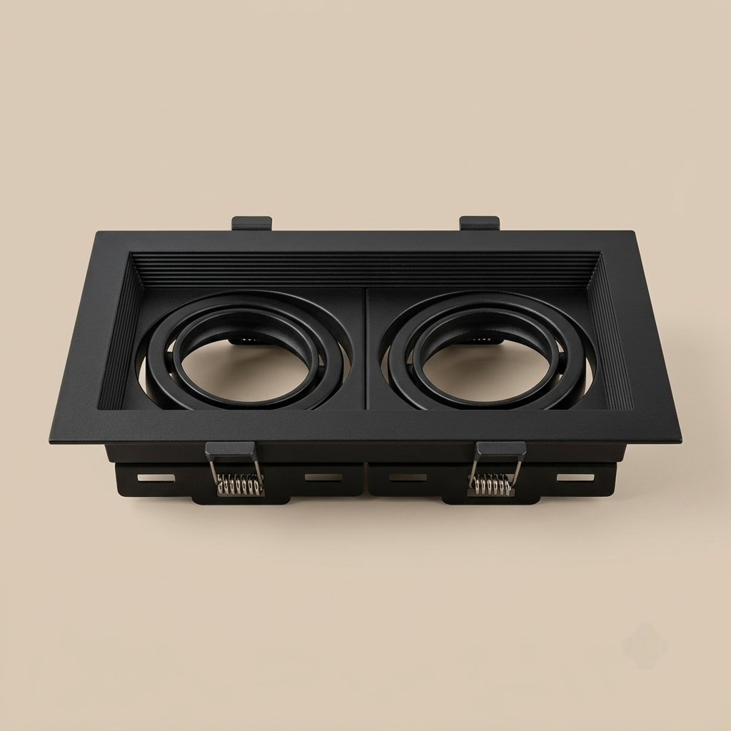 Black double-head adjustable recessed spotlight