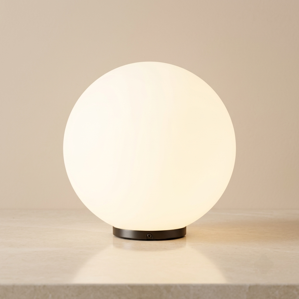 Brass floor lamp with single frosted glass globe
