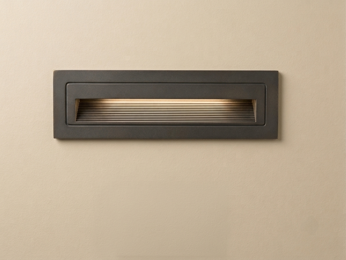 Recessed rectangular LED stair step light, aged bronze
