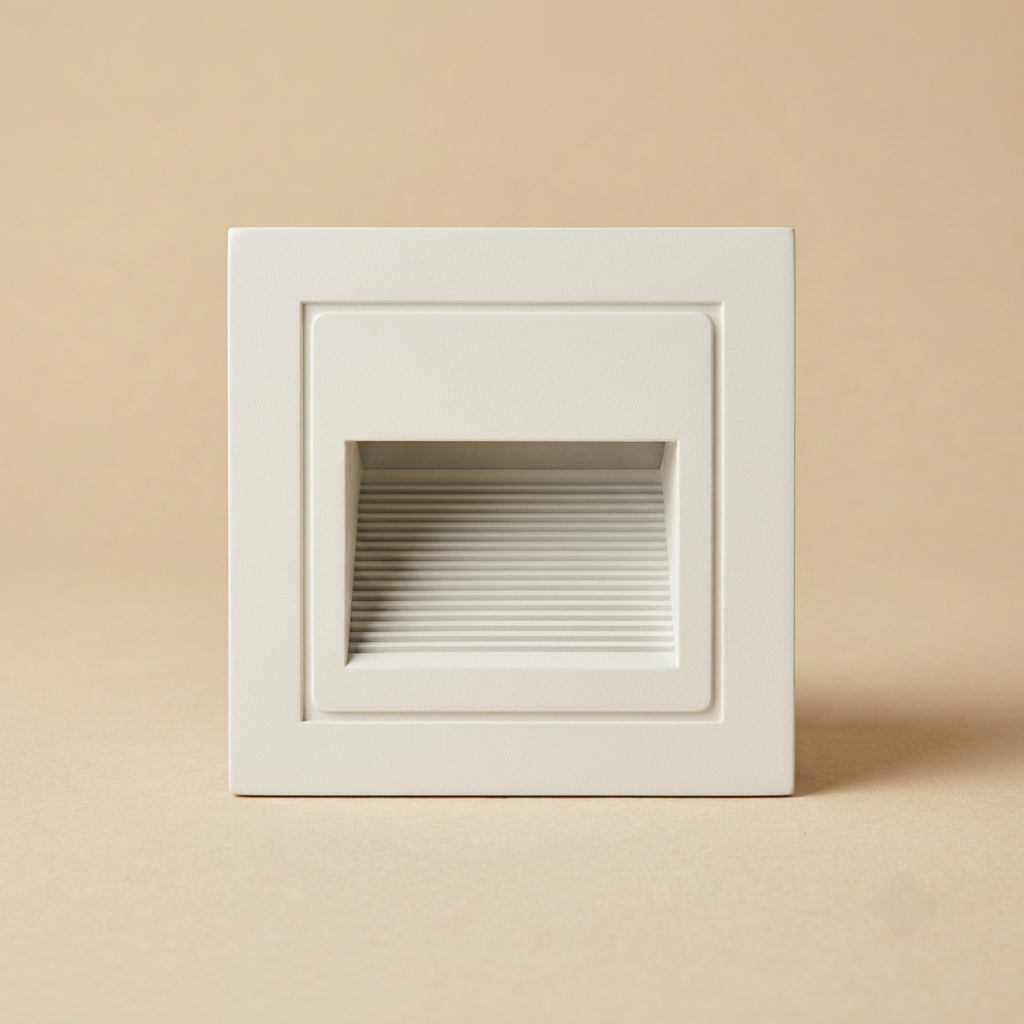 Square recessed LED step light, white