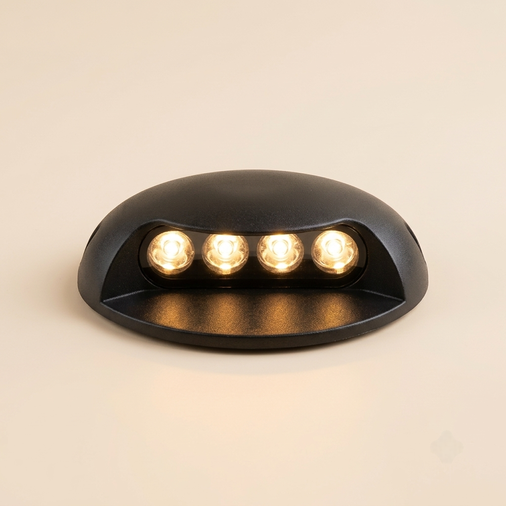 Black in-ground LED marker light, 4-LED